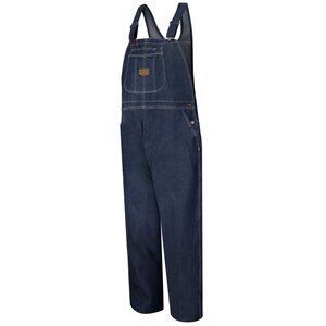Red Kap Men's Denim Bib Dark Wash Rinse Long Pant Overalls 44x32